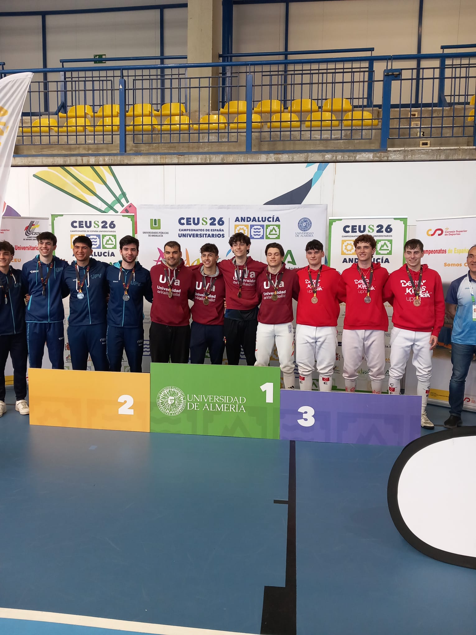 Esgrima. Medalla de oro espada masculino: Aleix Jiménez, Jose Miguel Martín, Juan Pérez, Pau Gili
