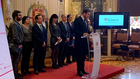 The Chancellor of the UVa, Antonio Largo, in the City Hall during the presentation of the designation of Valladolid as Creative City of Film
