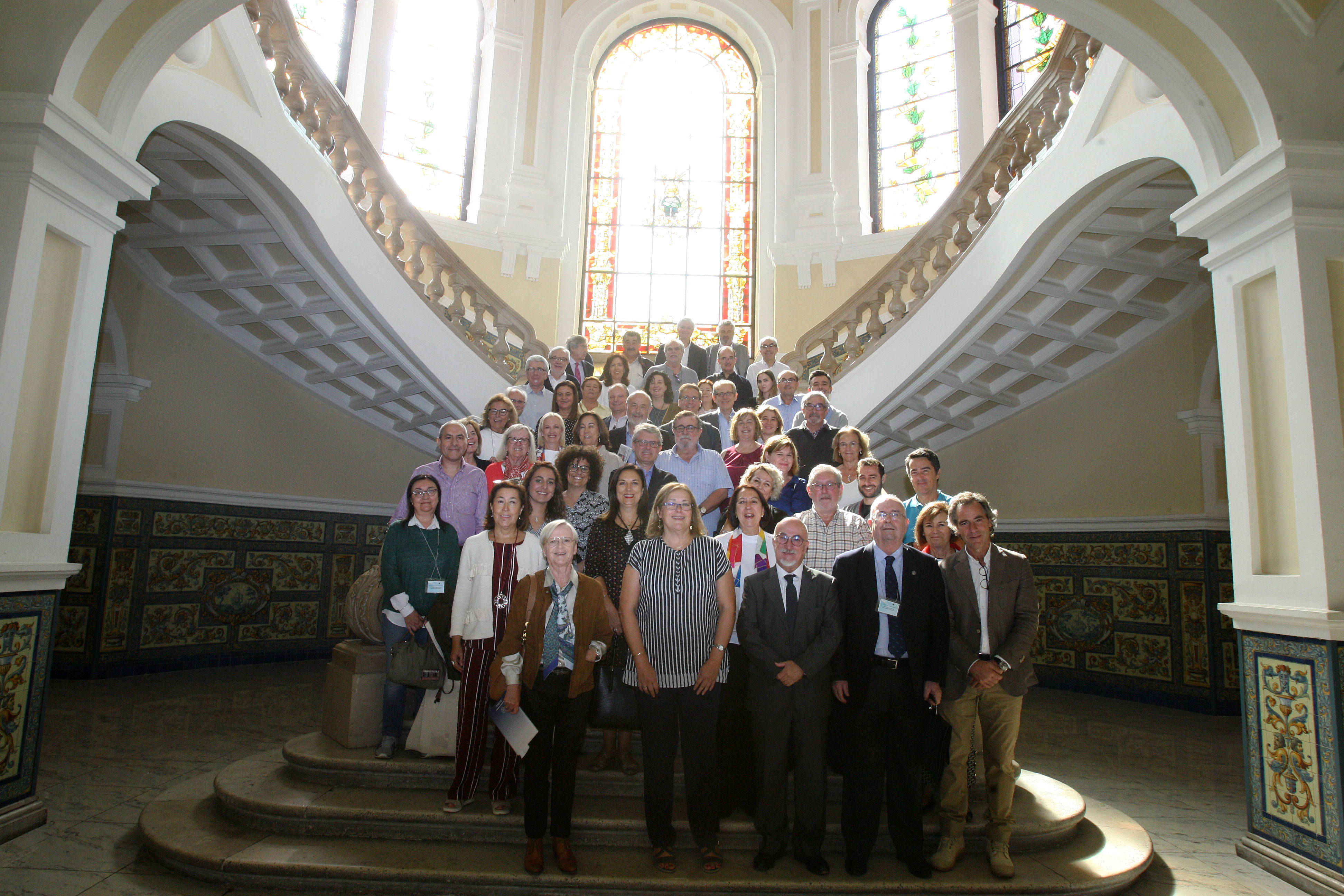 The new president of the CEDU (the second from the left). Behind Milagros Alario, public defender of the University Community of the University of Valladolid