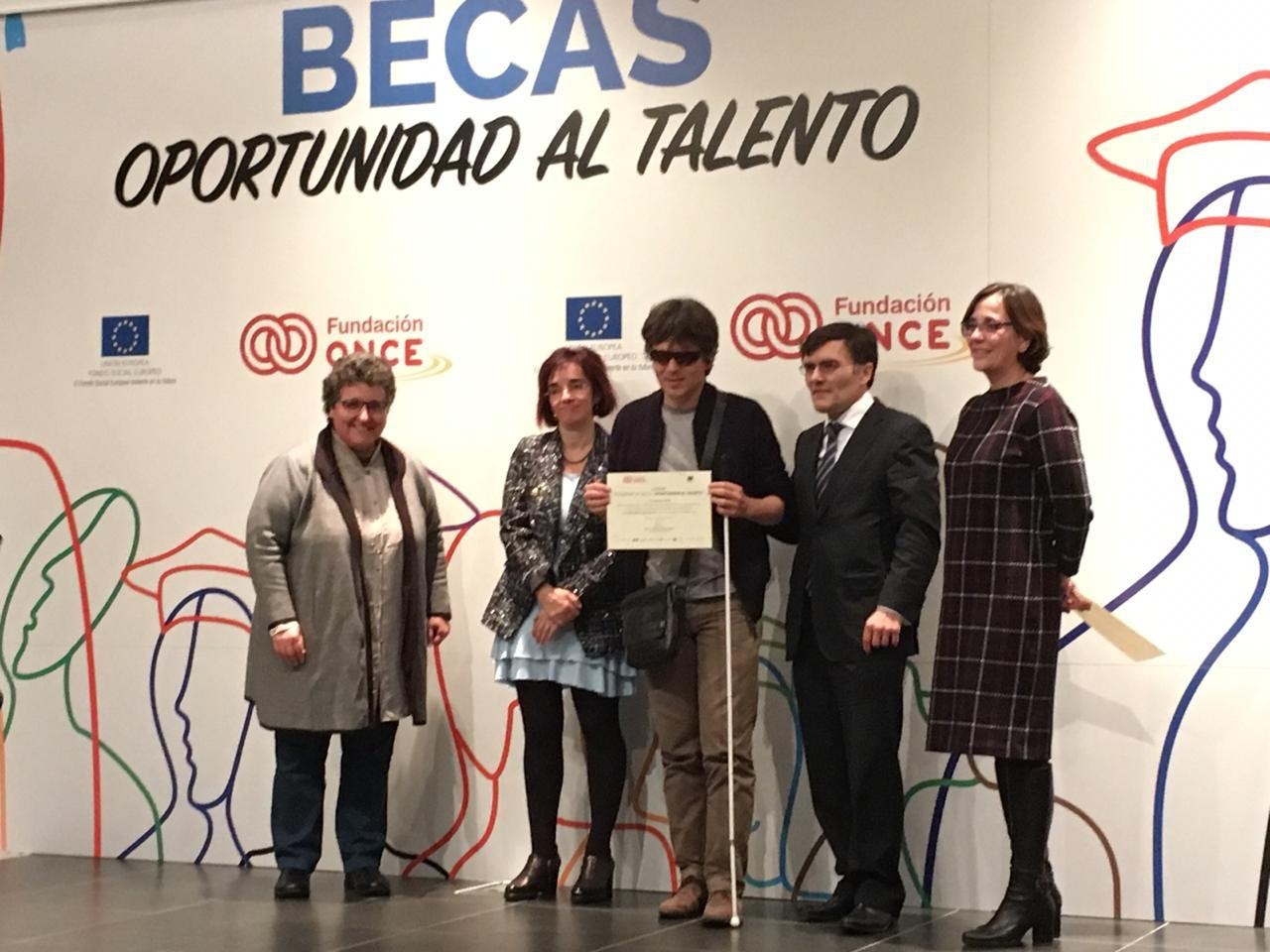 Justo López Sarrión, en el acto de recepción de la beca “Oportunidad al talento” de Fundación ONCE