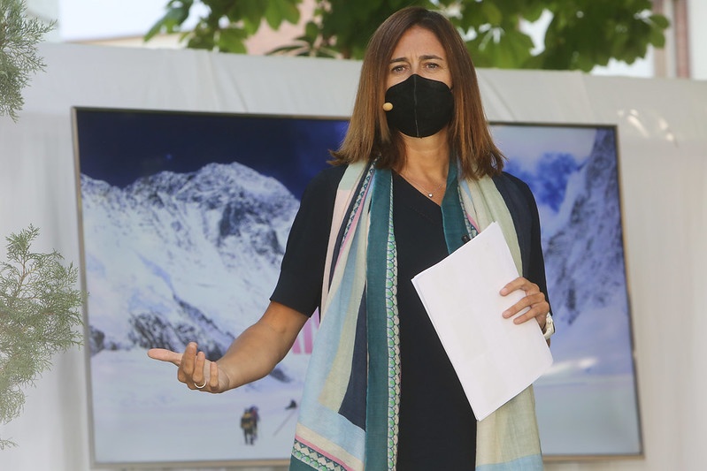 Edurne Pasabán, durante la conferencia inaugural en los III Encuentros de Verano de la UVa