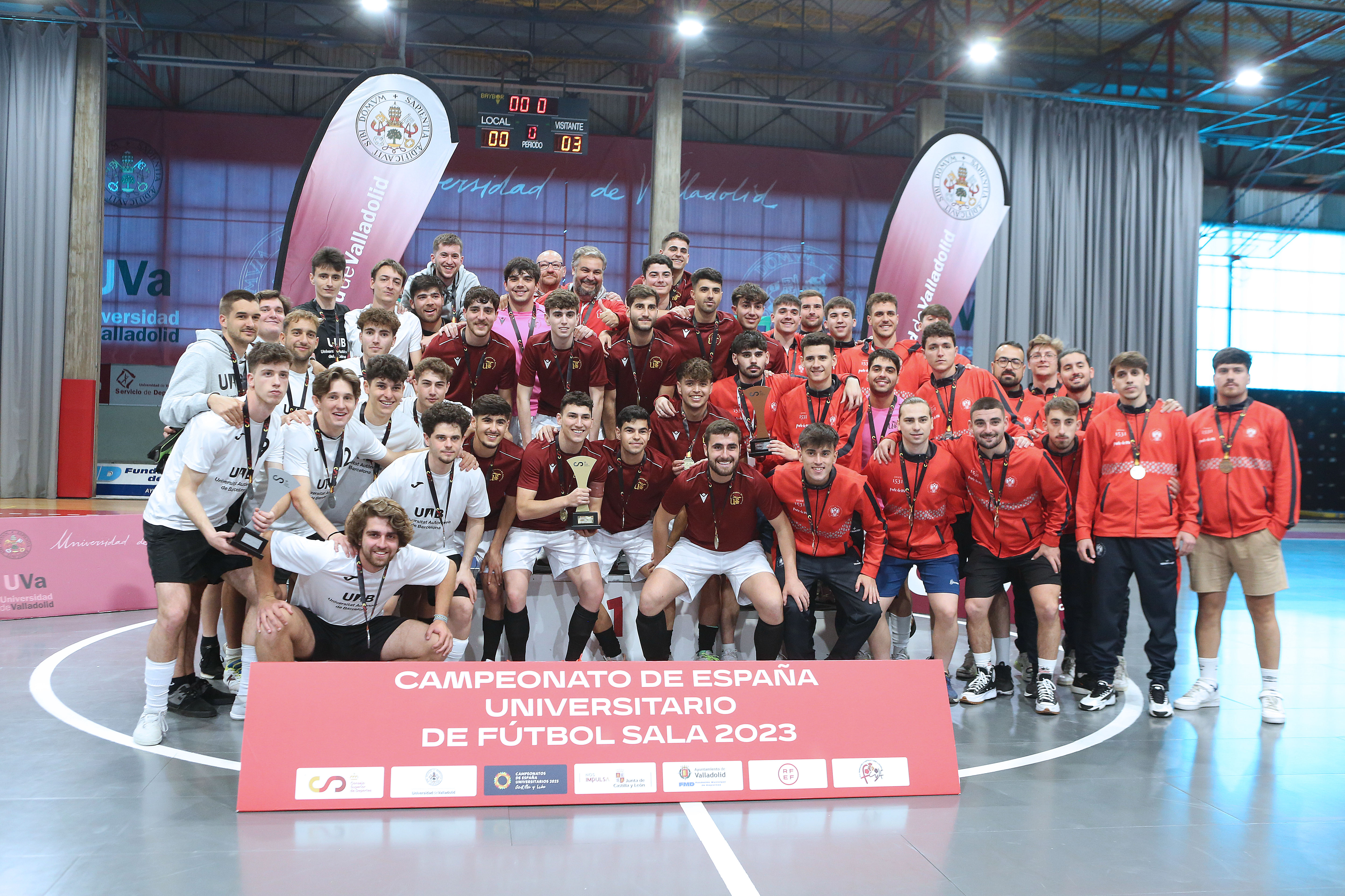 Podio masculino de los Campeonatos de España Universitarios de Fútbol Sala
