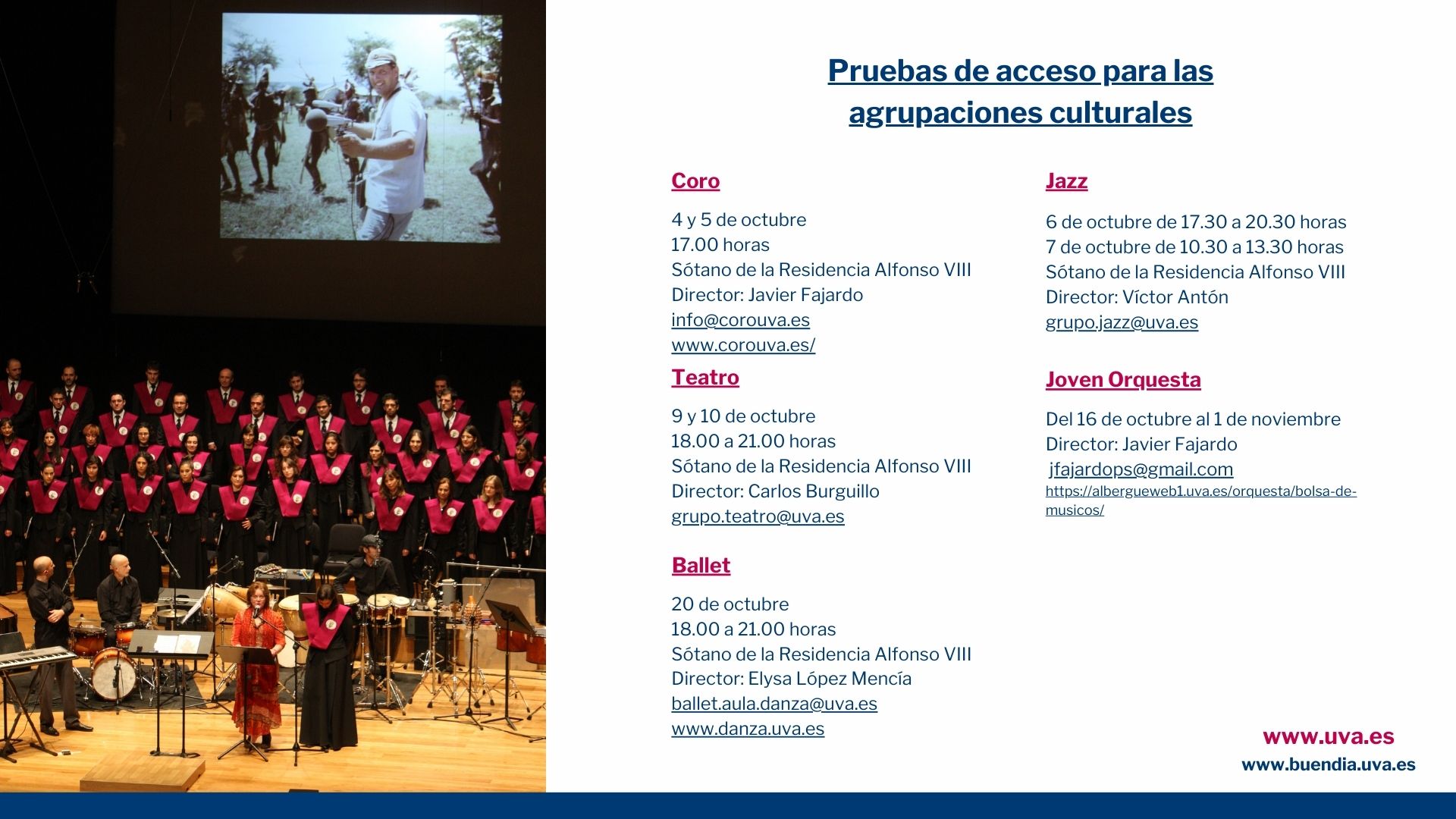 Fechas de las pruebas de acceso a las agrupaciones musicales