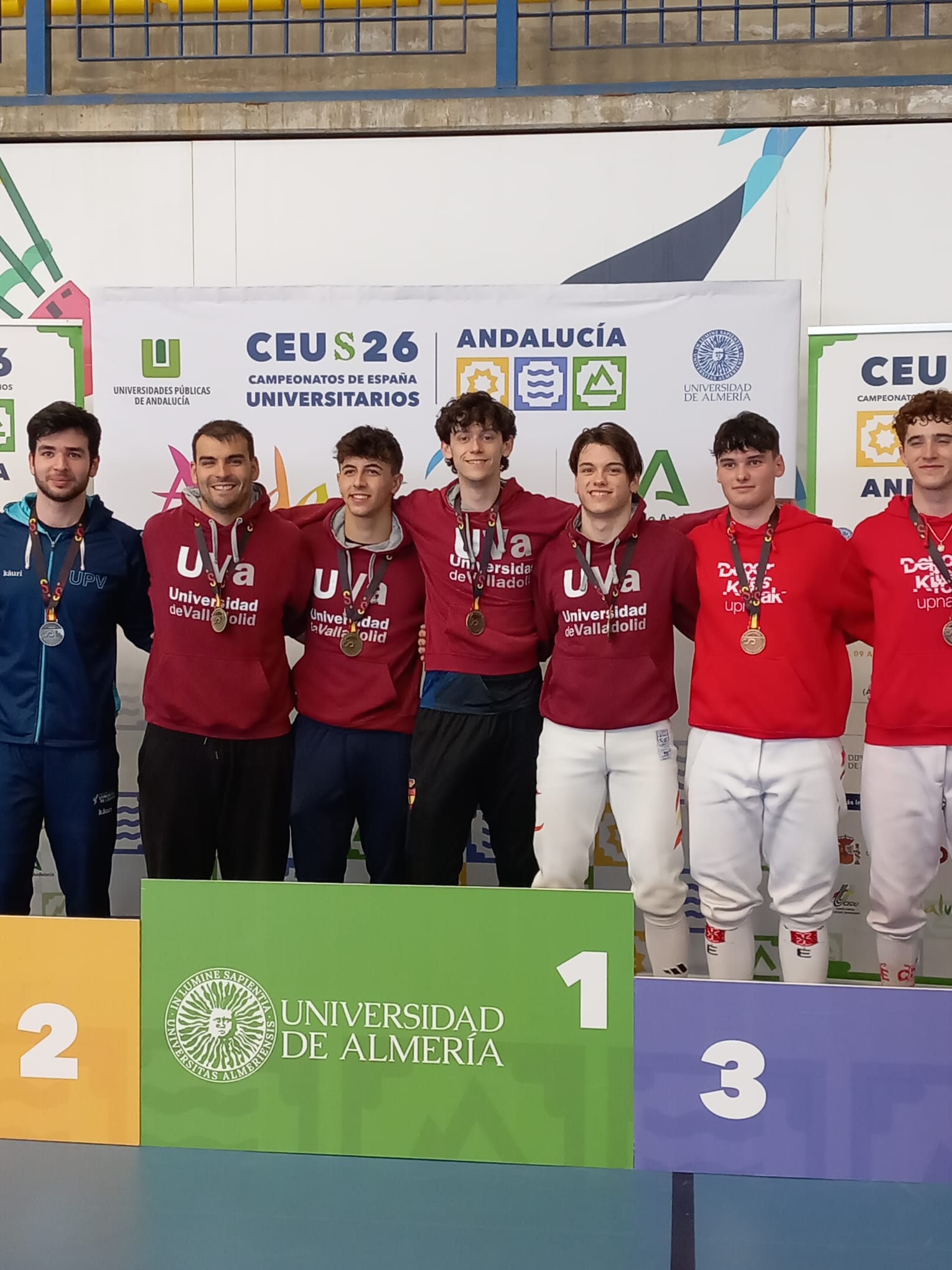 Esgrima. Medalla de oro espada masculino: Aleix Jiménez, Jose Miguel Martín, Juan Pérez, Pau Gili