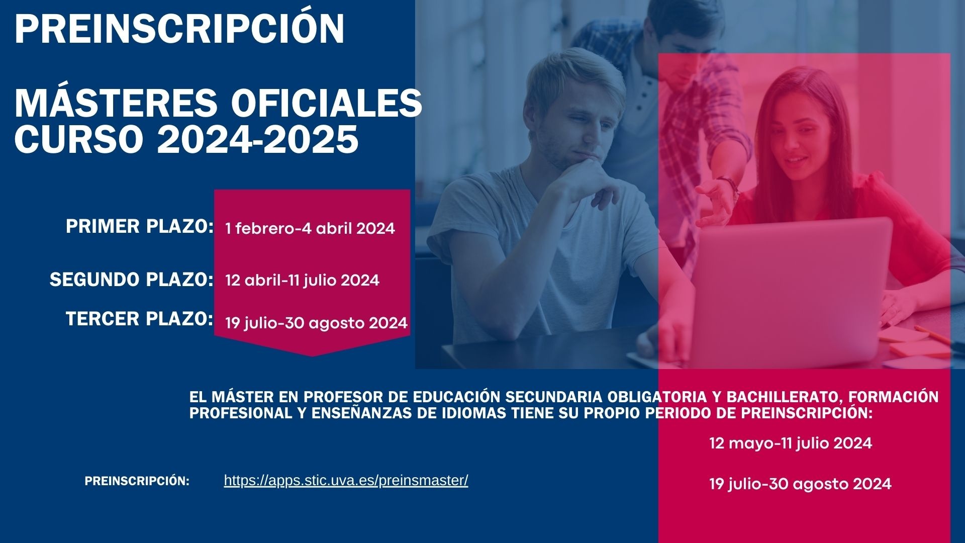 Abiertas las preinscripciones para los másteres oficiales
