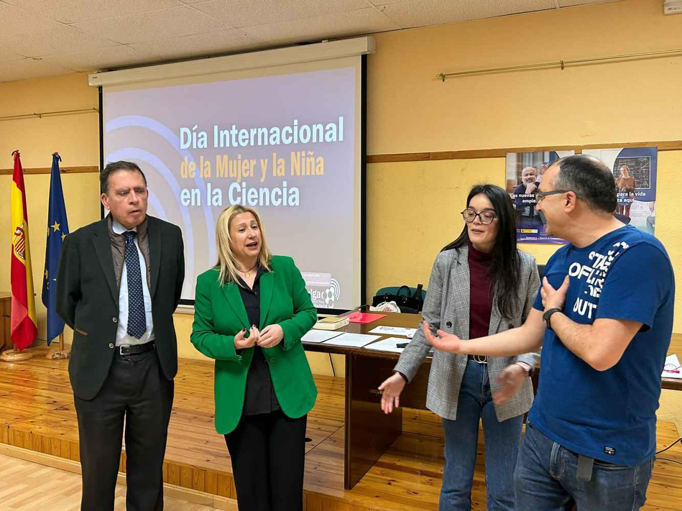 Fabiola Jurado, junto al director provincial de Educación de Soria y la delegada territorial de la Junta en Soria