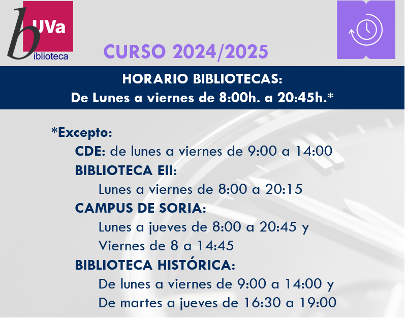Horarios de las bibliotecas de la Universidad de Valladolid