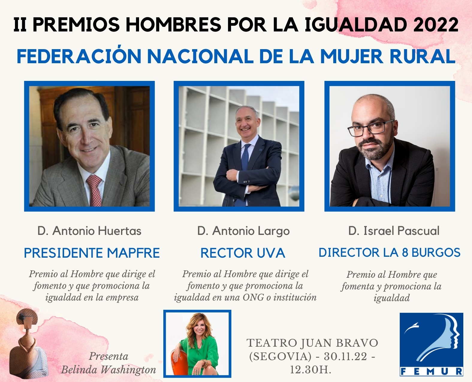 El rector de la UVa, el presidente de Mapfre y el director de la 8 Burgos, Premios "Hombres por la Igualdad"