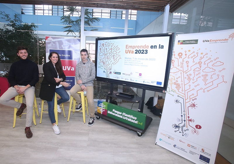 Emprendedores que comparten su experiencia poniendo en marcha un proyecto empresarial: Pablo Arija, economista en Marketing e investigación de Mercados por la UVa y fundador de ‘Kdos Digital’; Silvia Tomillo, ingeniera Química por la UVa. CEO de ‘AGMGlobal’, y de ‘Viñametrics Global by agm’, y Samuel López, ingeniero en Electrónica Industrial y Automática por la UVa. Cofundador y responsable de Innovación en TEKHNĒ