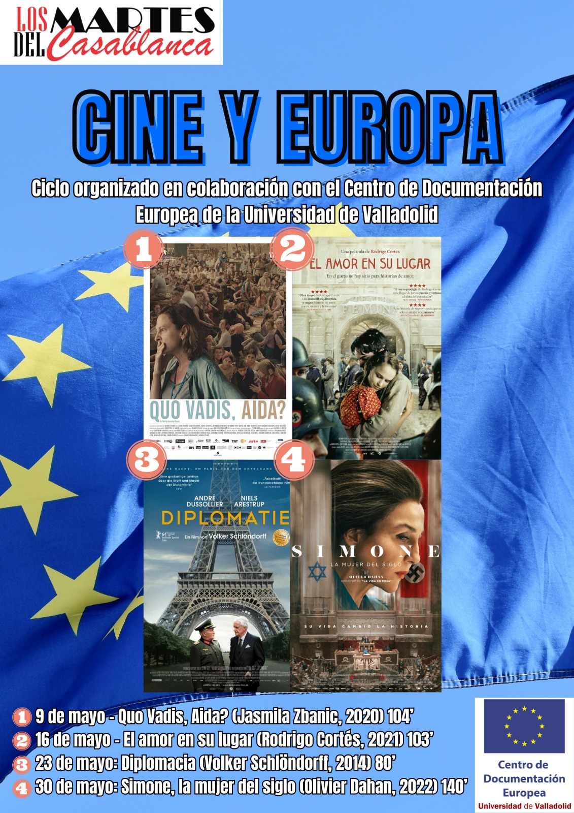 Ciclo de cine 'Cine y Europa' que se desarrollará durante los martes del mes de mayo en los Cines Casablanca