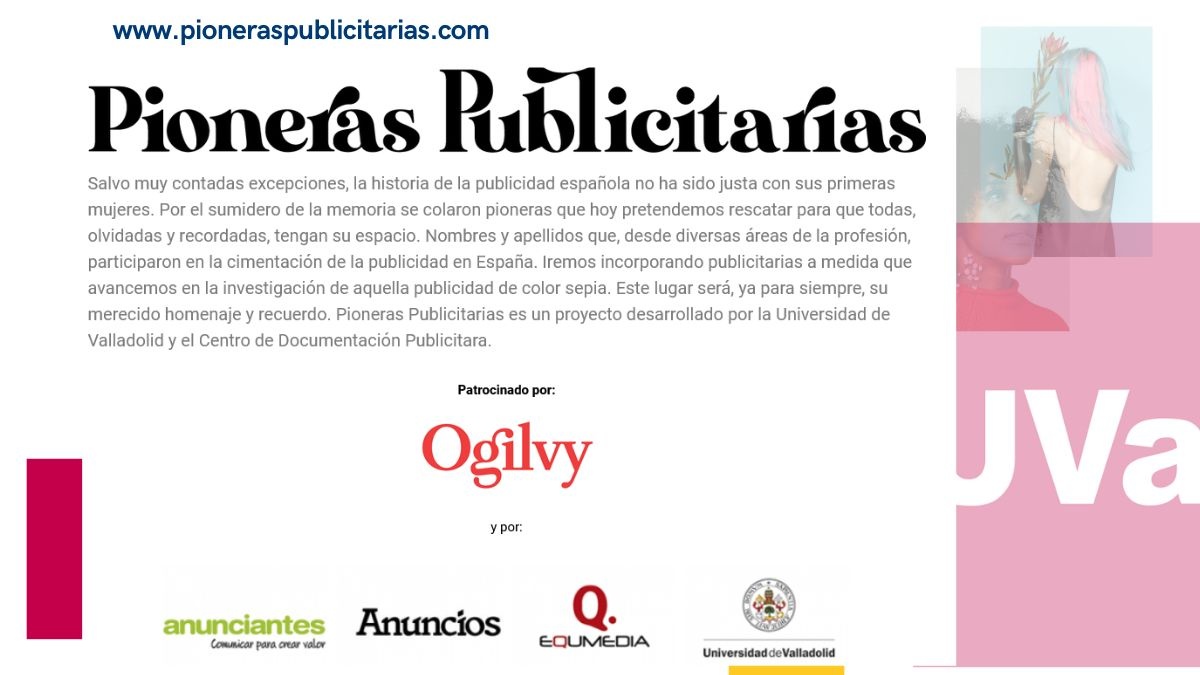 Portada de la página web del proyecto "Pioneras Publicitarias"