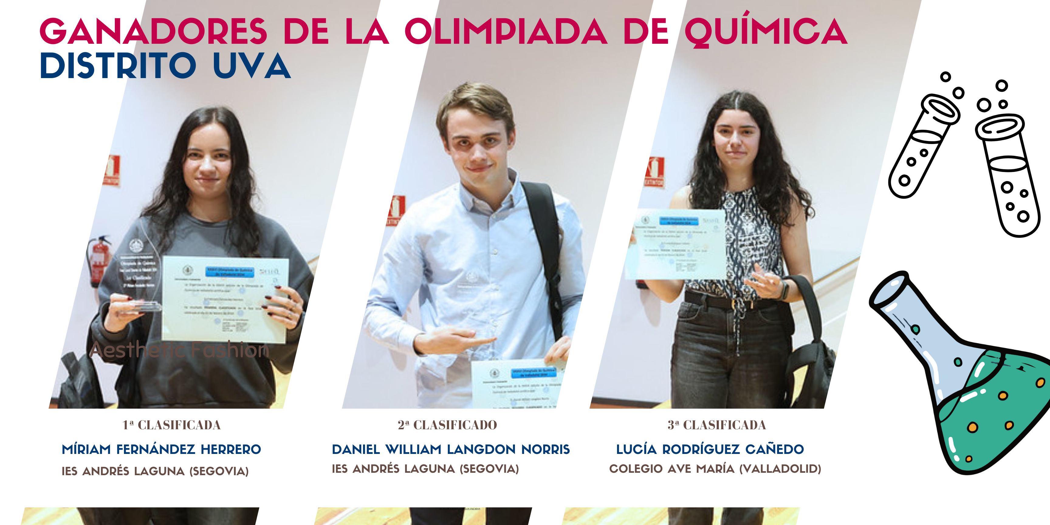 Tres primeros clasificados de la fase distrito UVa de la Olimpiada de Química