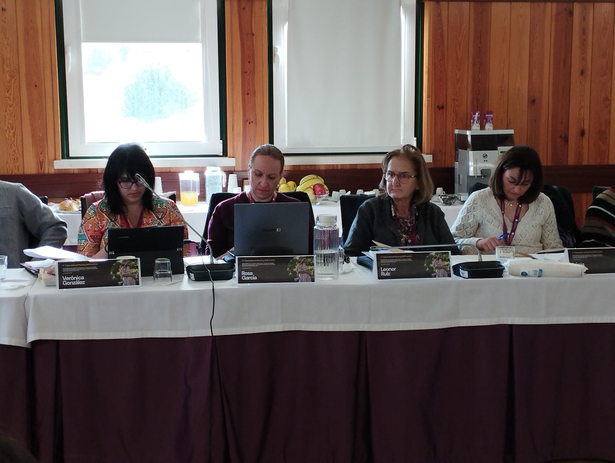 Las cuatro representantes de la UVa durante su intervención en la reunión de Coimbra