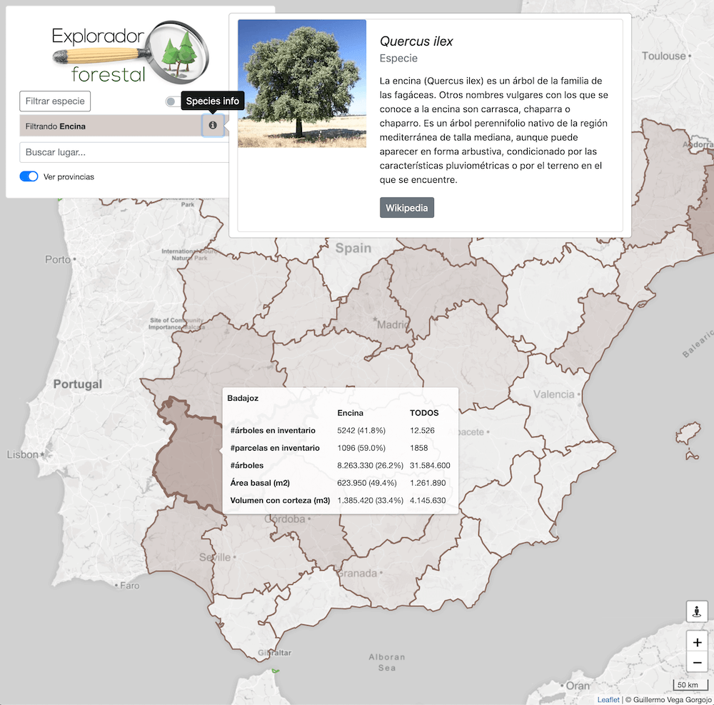Aplicación web desarrollada por la UVa "Exploración sencilla y multipropósito de un inventario forestal cinco estrellas"