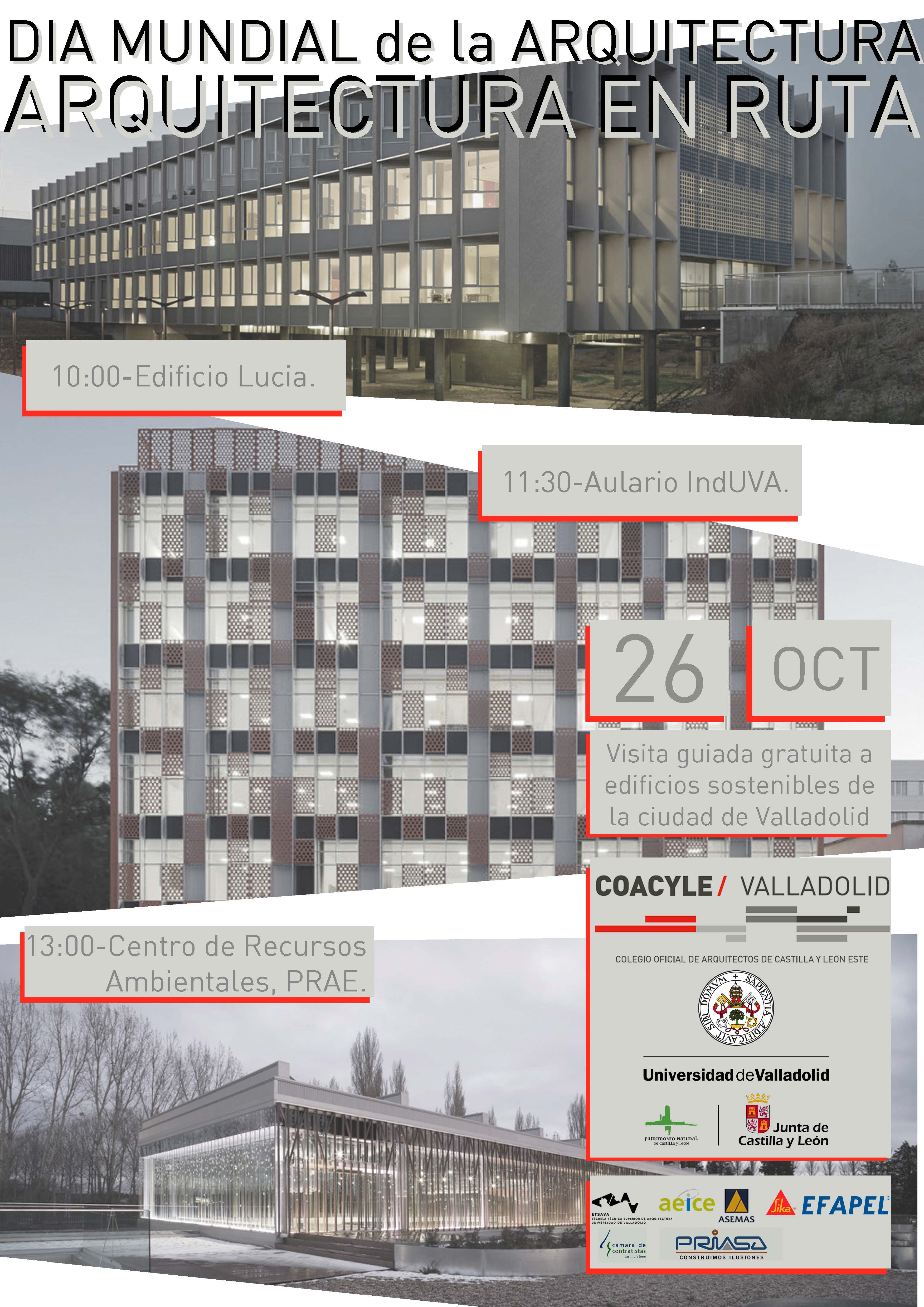 Cartel de la ruta de edificios caracterizados por su eficiencia energética