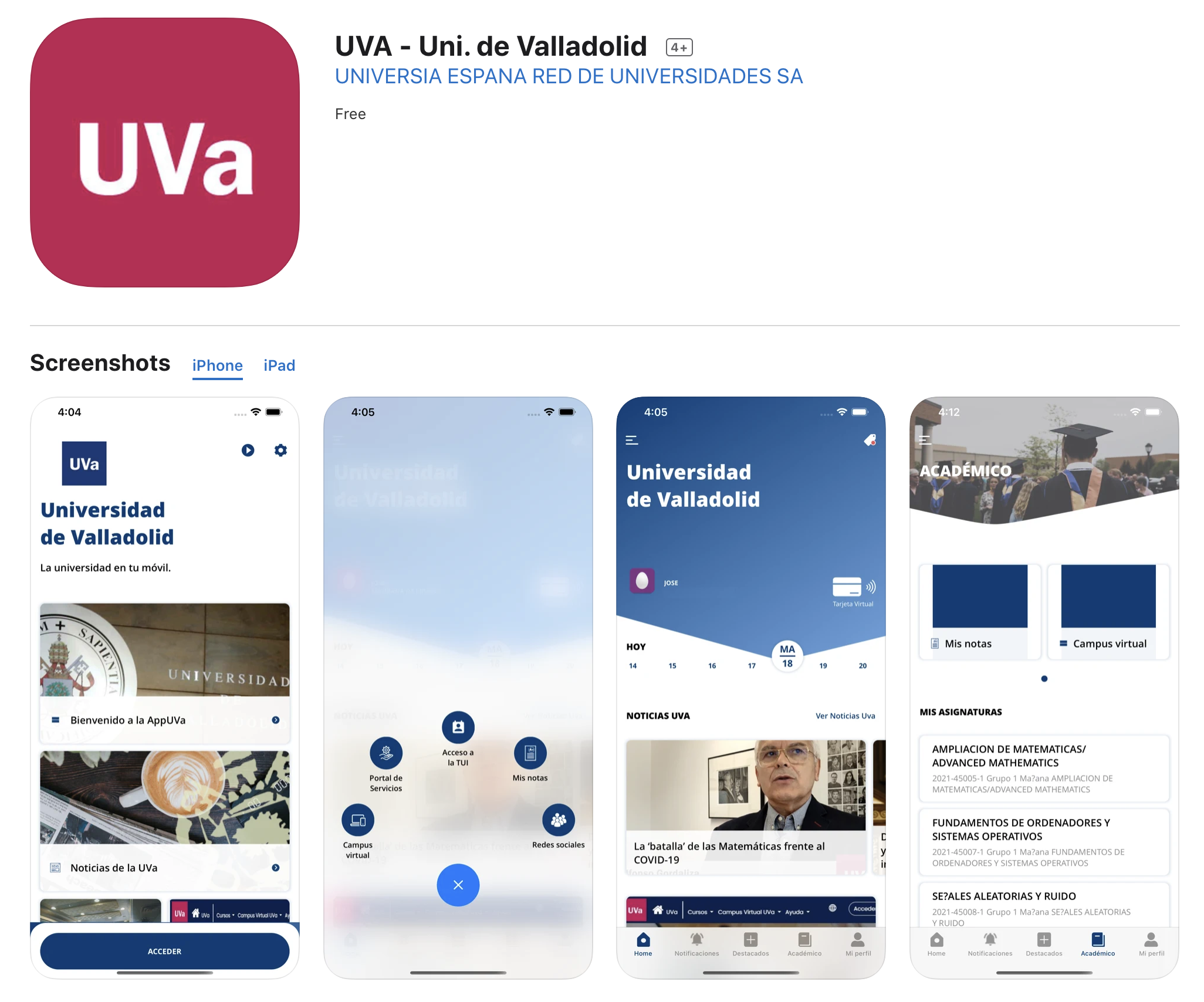 Nueva versión de la app móvil de la Universidad Valladolid