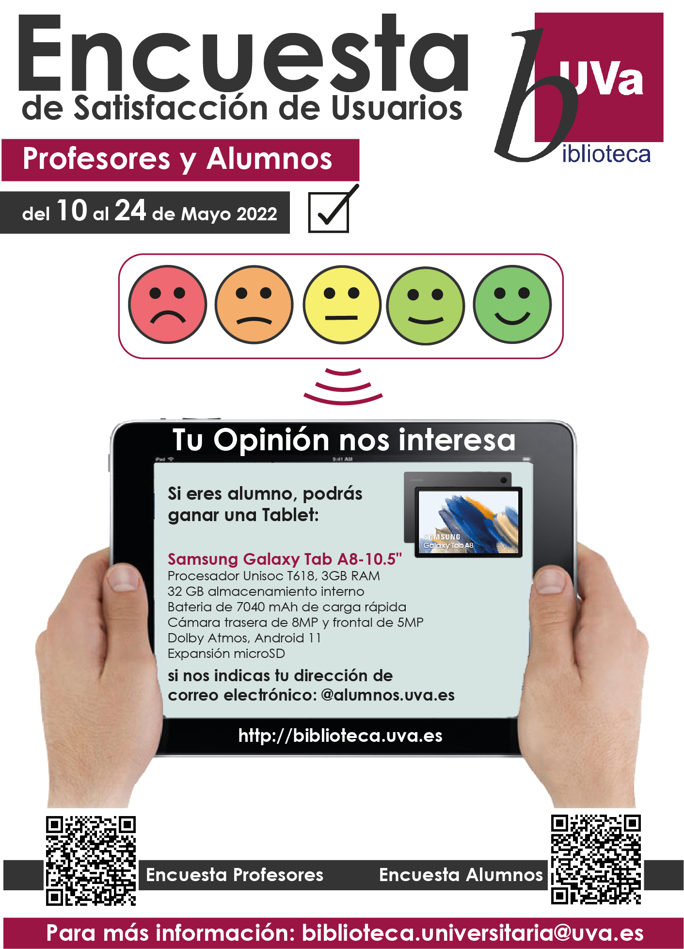 La Biblioteca de la UVa promueve una encuesta para conocer la opinión de profesores, investigadores y estudiantes