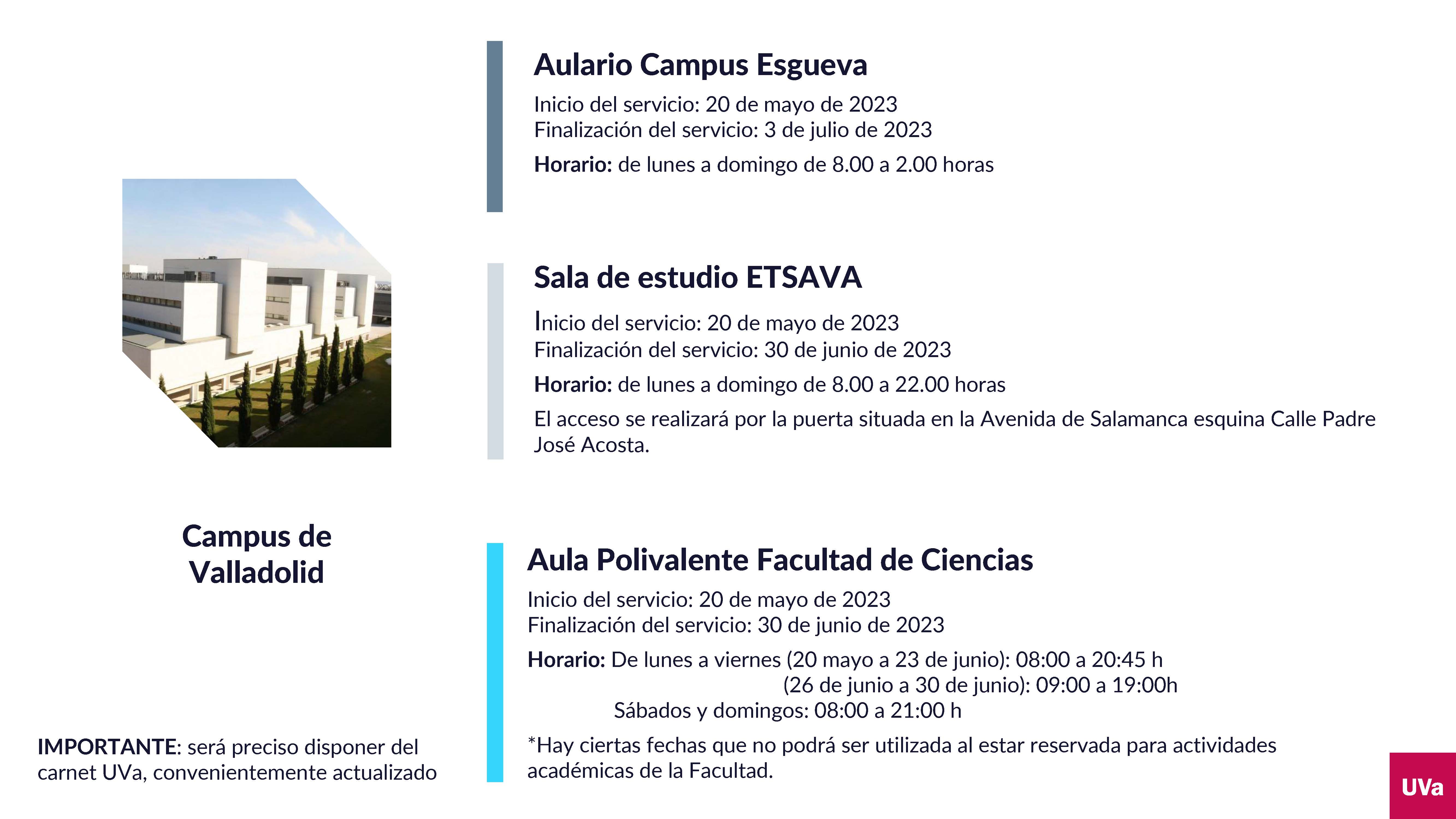 La UVa amplía los horarios de sus salas de estudio durante el periodo de exámenes del segundo cuatrimestre
